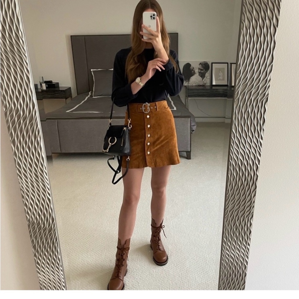 Zara Chestnut Suede Mini Skirt